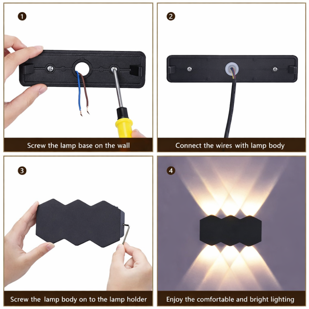 Aplica LED Exterior AX231, 12W, 6 Surse de lumina, Lumina Calda, Negru [3]