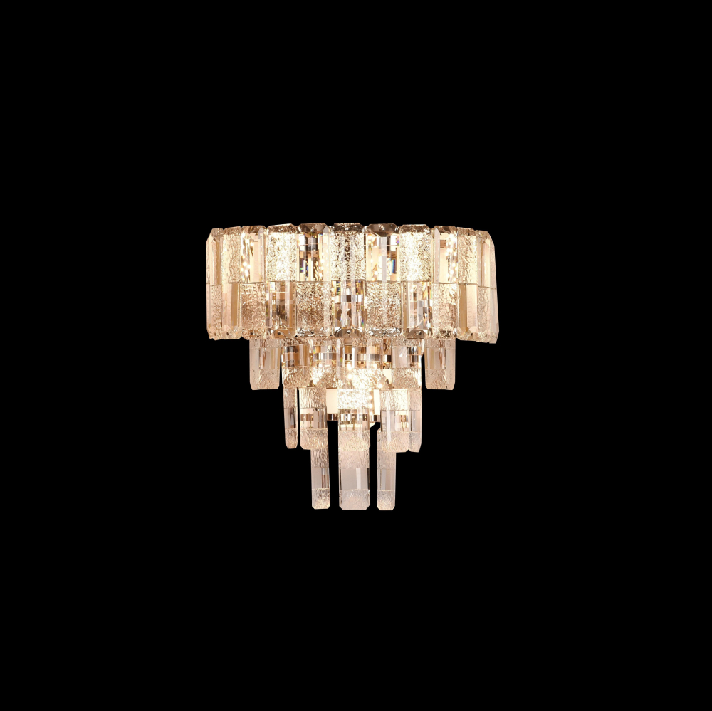 Aplica tip candelabru cristal ELYSIAN 3xE14, D26 cm, Auriu, Inaltime Reglabila, Metal si Cristal [4]