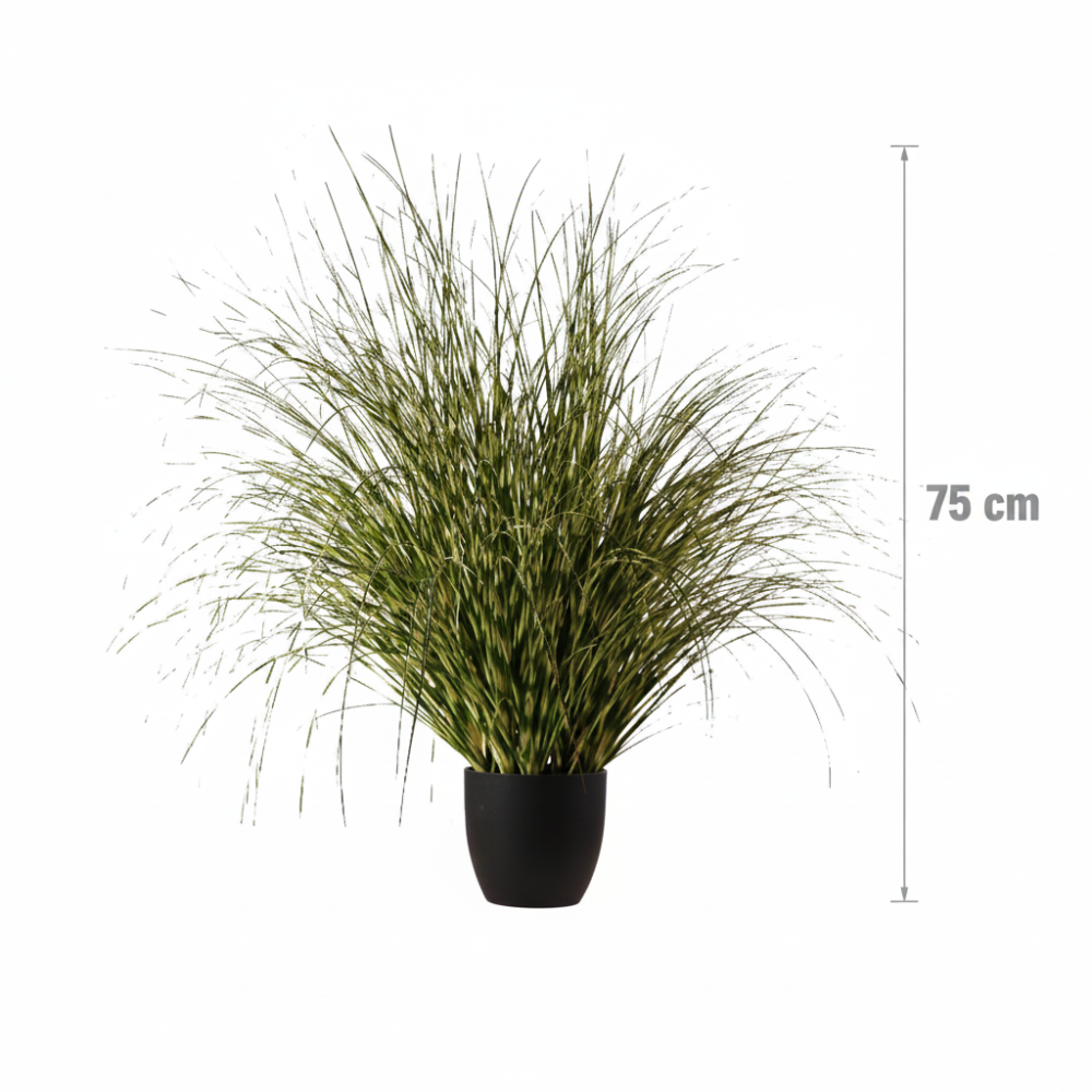 Aranjament Floral, 75 cm, Iarba cu Frunze Vargate, Plastic, Verde [3]