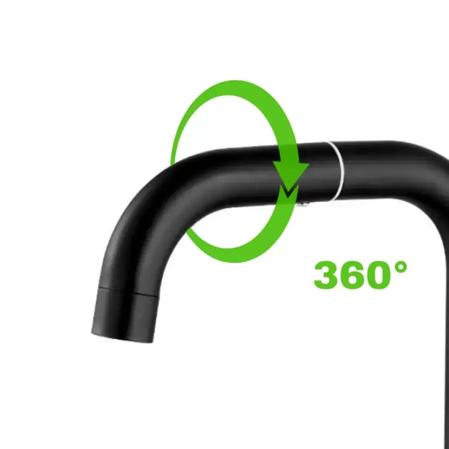 Baterie Monocomanda Lavoar/Bucatarie Pipa Pivotanta Aliaj Negru Cartus Ceramic Inox Satinat Racorduri Kit Fixare Incluse CP108 [3]