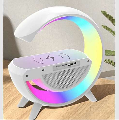 Boxa Multifunctionala G 3 in 1, Lampa LED RGB Smart,cu ceas, Boxa Bluetooth, Incarcator Telefon Wireless, Lumina RGB [2]