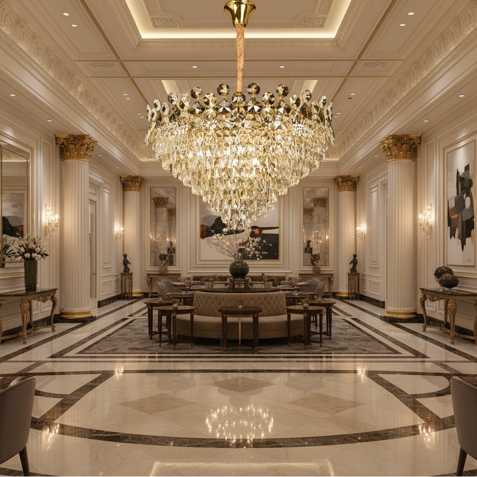 Candelabru Cristal ACE Regalis 22xE14, Diametru 80cm, Inaltime 40cm, Auriu Lucios, Inaltime Reglabila, Design Elegant [2]