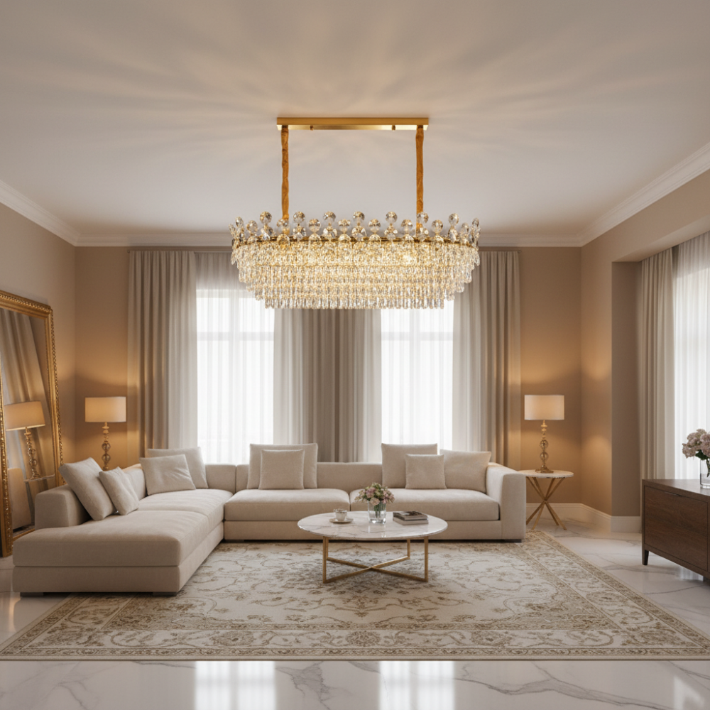 Candelabru Cristal ACE Supremo 10xE14, Dimensiuni 95x35cm , Inaltime 40cm, Auriu Lucios, Inaltime Reglabila, Design Elegant [2]