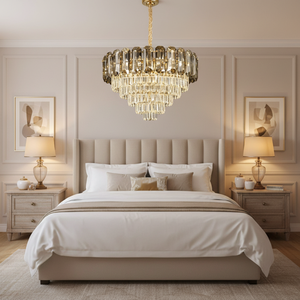 Candelabru Cristal AURUM Nobile 9xE14, Diametru 40cm, Inaltime 30cm, Auriu Lucios, Inaltime Reglabila, Design Elegant [2]