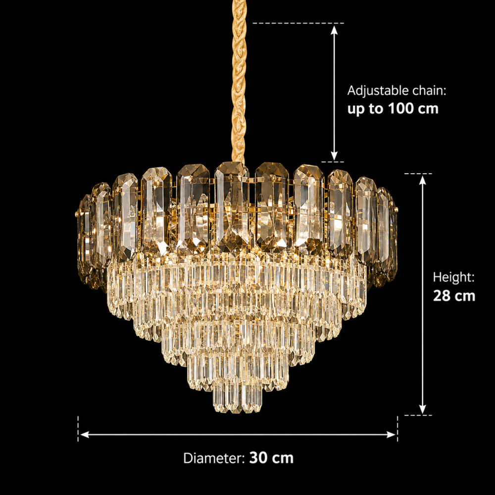 Candelabru Cristal AURUM Petito 3xE14, Diametru 30cm, Inaltime 28cm, Auriu Lucios, Inaltime Reglabila, Design Elegant [4]