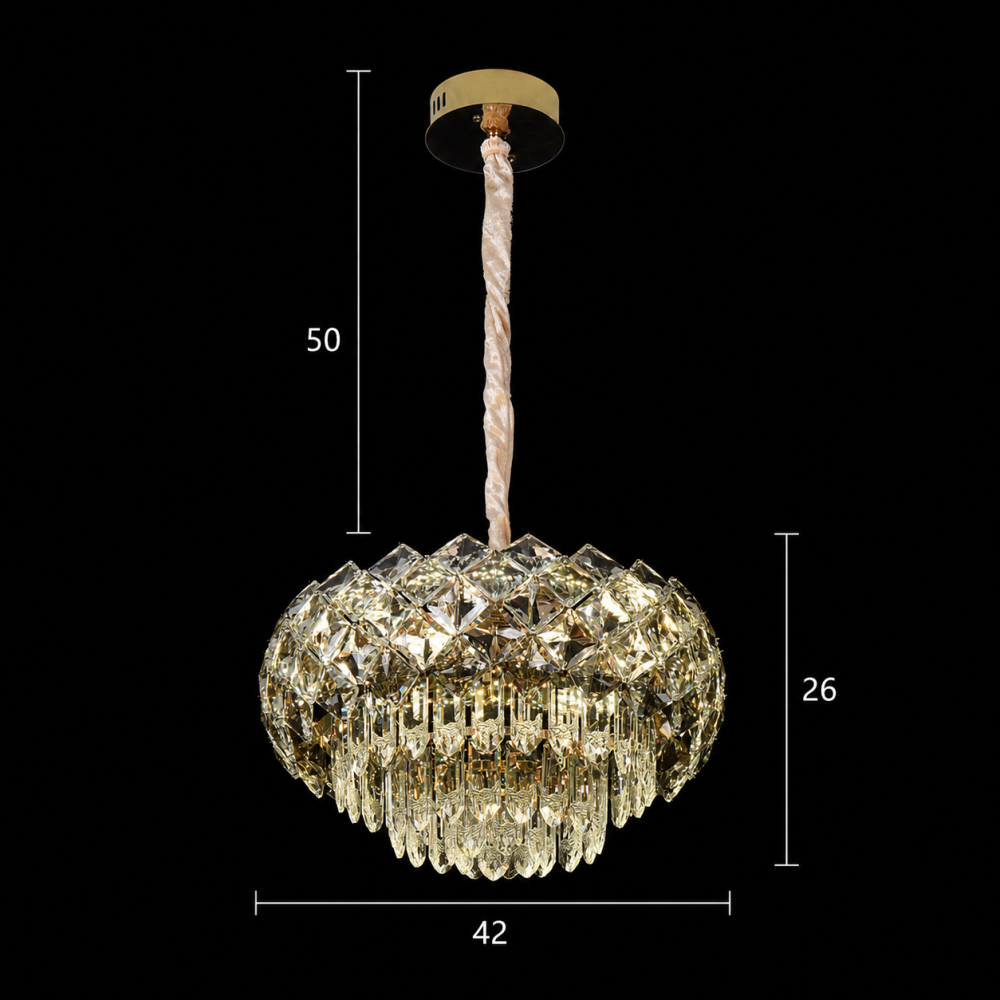 Candelabru Cristal BANO Nobile, 24W, 4xE14, Lumina Rece/Calda/Neutra, Inaltime Reglabila, Metal si Cristal, Auriu [4]