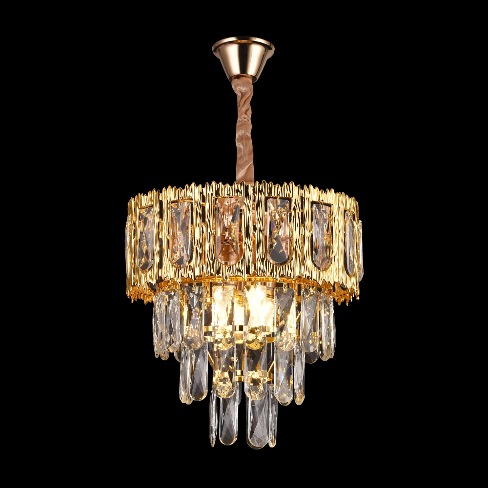 Candelabru Cristal BELVEDERE Petito 3xE14, Diametru 30cm, Auriu Lucios, Inaltime Reglabila [3]