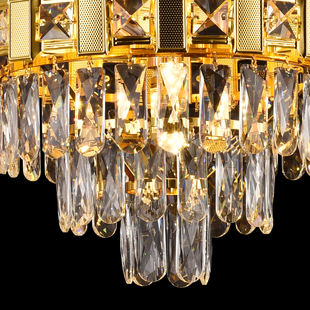 Candelabru Cristal BRAN Nobile 5xE14, Diametru 40cm, Auriu Lucios, Inaltime Reglabila [2]