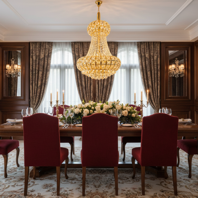 Candelabru Cristal CASTRUM Magno 11xE14, D60 cm, Auriu, Inaltime Reglabila, Metal si Cristal [2]