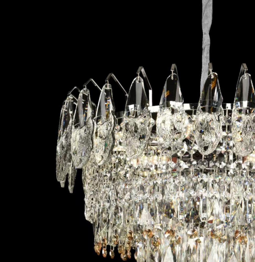 Candelabru Cristal CC6687/500CR 9x E14, Diametru 50cm, Crom Lucios, Inaltime Reglabil [4]