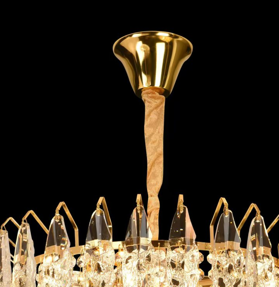 Candelabru Cristal CC6687/500GD 9x E14, Diametru 50cm, Auriu Lucios, Inaltime Reglabila [3]