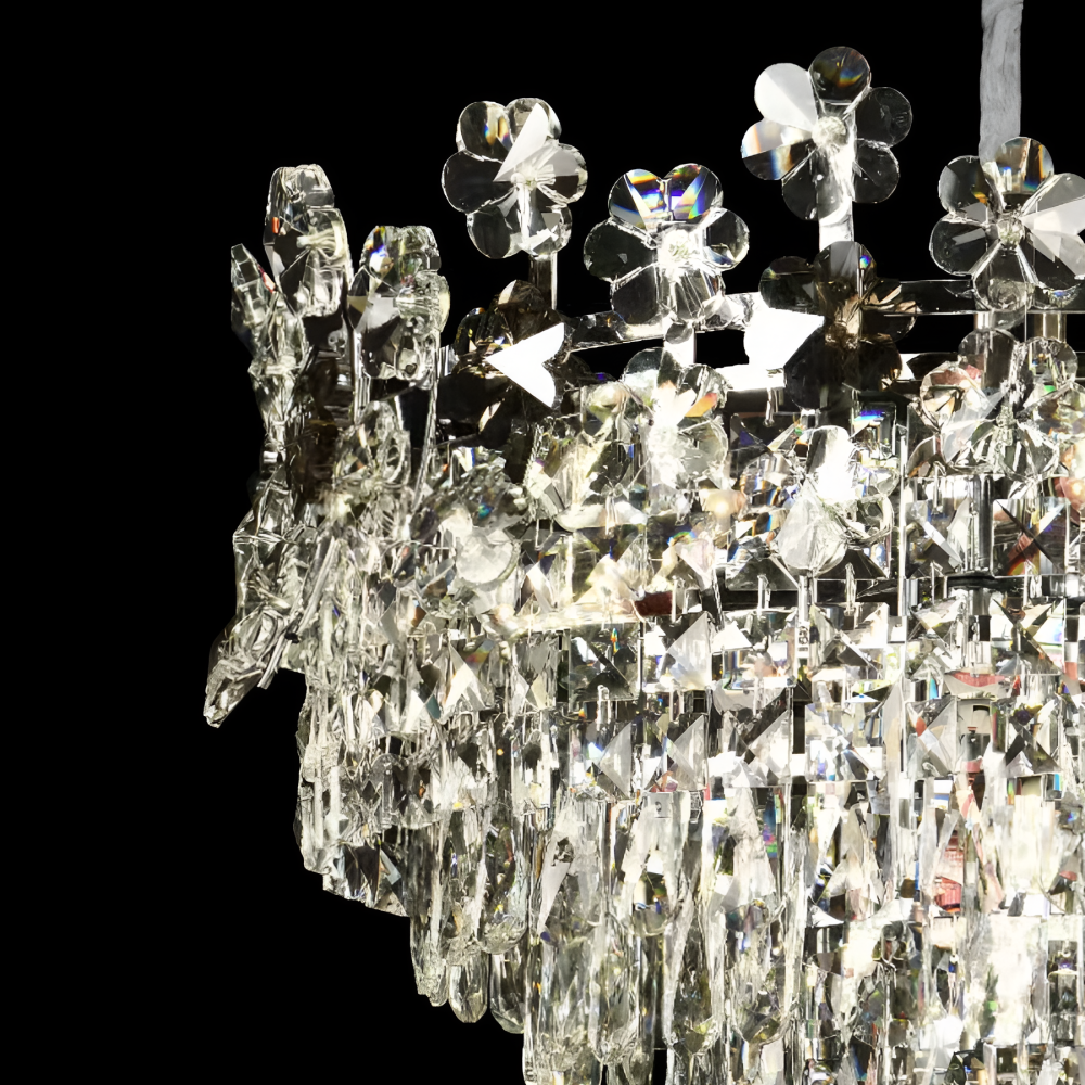 Candelabru Cristal CC6705/500CR 9x E14, Diametru 50cm, Crom Lucios, Inaltime Reglabila [3]