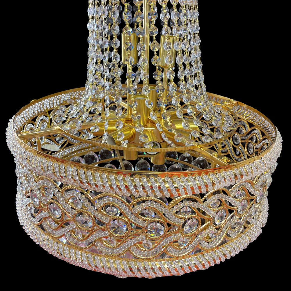 Candelabru Cristal CC718/400, 11x E14, Diametru 40cm, Auriu Lucios [4]