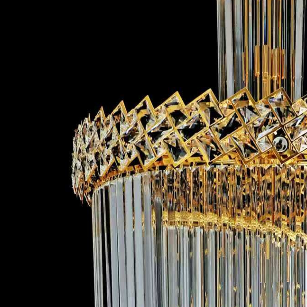 Candelabru Cristal CC800/700X2100GD, 33xE14, Diametru 70cm, Inaltime 210cm, Auriu Lucios, Inaltime Reglabila, Design Elegant [2]