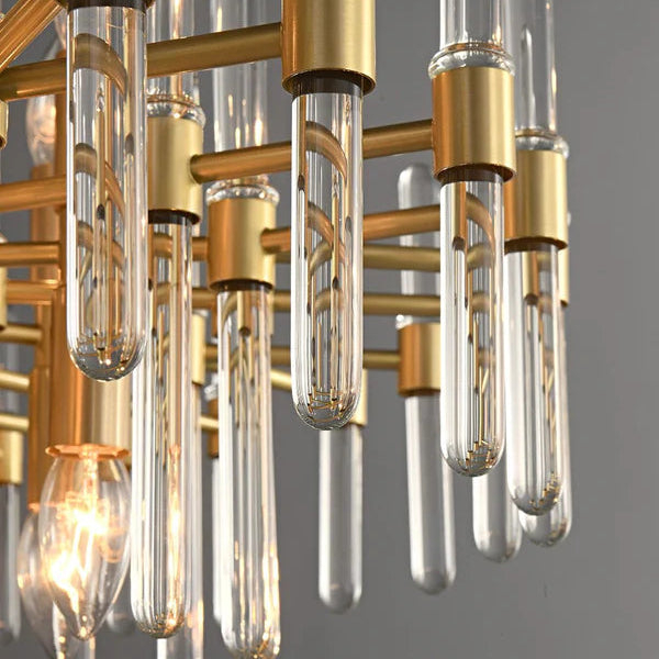 Candelabru Cristal CC850/480GD ,6xE14, 48X45cm, Inaltime Reglabila, Auriu Lucios, Inaltime Reglabila, Design Elegant, Metal si Cristal [2]