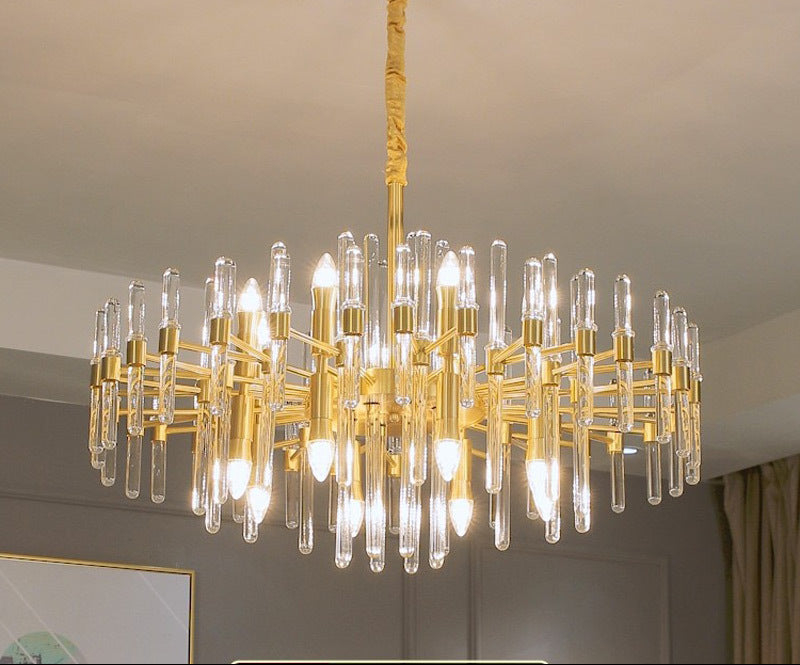 Candelabru Cristal CC850/620GD ,10xE14, 62X45cm, Inaltime Reglabila, Auriu Lucios, ,Design Elegant, Metal si Cristale [3]