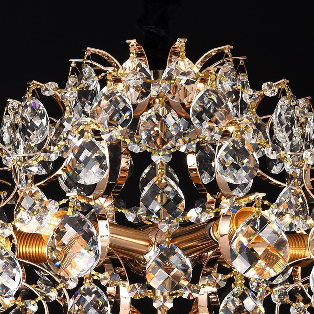 Candelabru Cristal CC9259/5FGD, 5x E14, Diametru 40cm, Auriu Lucios [3]