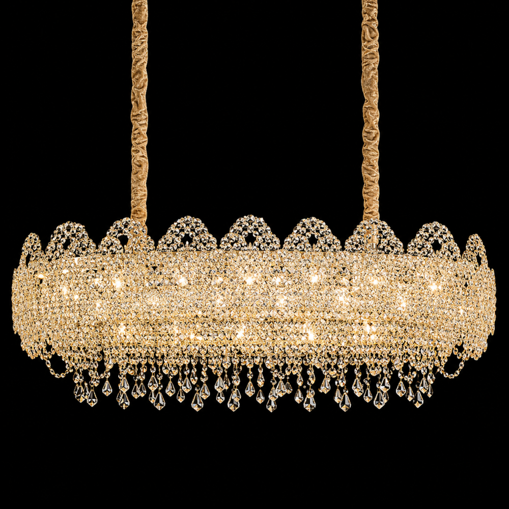 Candelabru Cristal CROWN Supremo 11xE14, Dimensiune 80x30 cm, Inaltime 33 cm, Auriu Lucios, Inaltime Reglabila, Design Elegant [4]