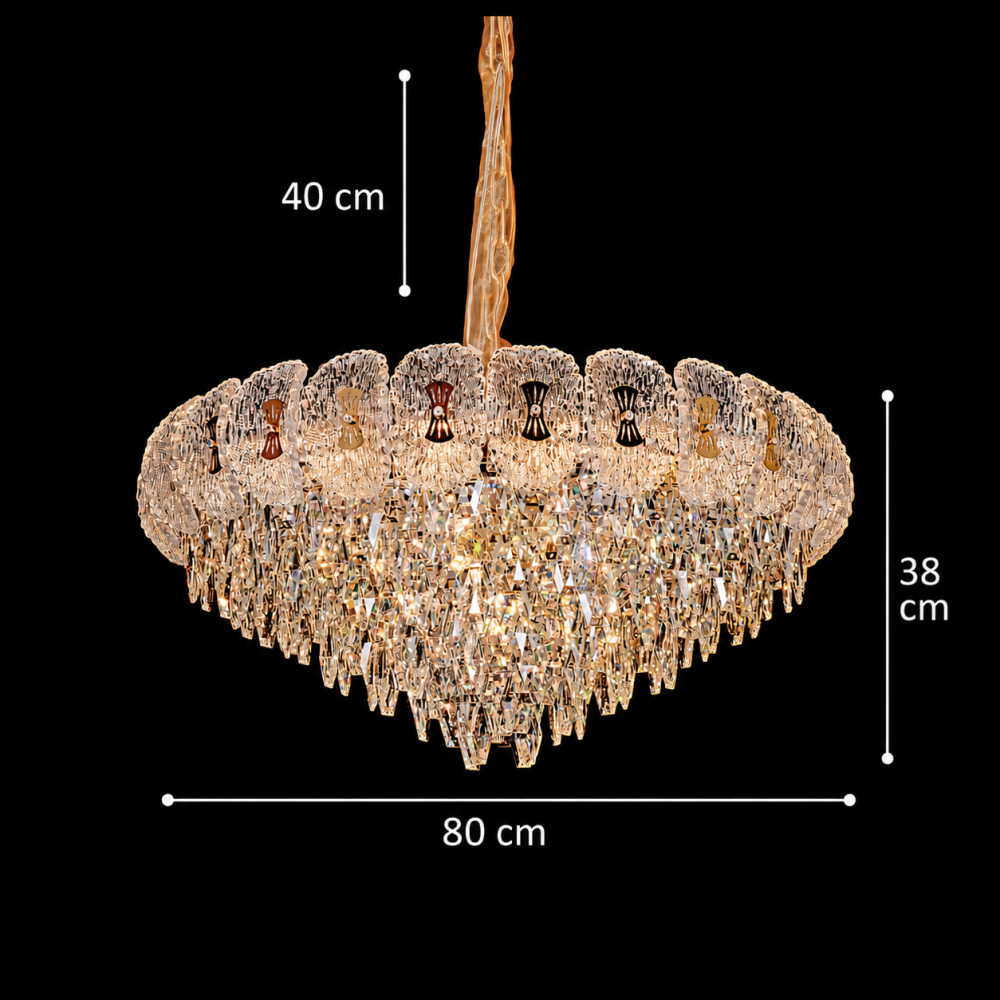 Candelabru Cristal DONNO Regalis, 21xE14, Inaltime Reglabila, Metal si Cristal, Auriu [4]