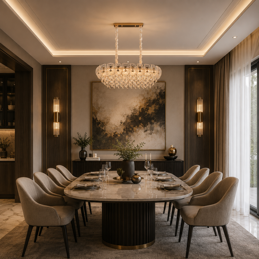 Candelabru Cristal DONNO Supremo, 90x34cm, 11xE14, Inaltime Reglabila, Metal si Cristal, Auriu [3]