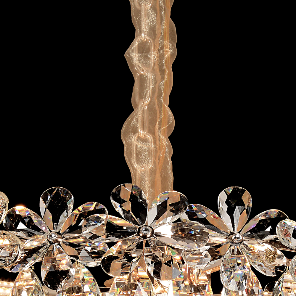 Candelabru Cristal, Eleganza 7xE14, Diametru 40cm, Auriu Lucios, Inaltime Reglabila, Metal si Cristal [3]