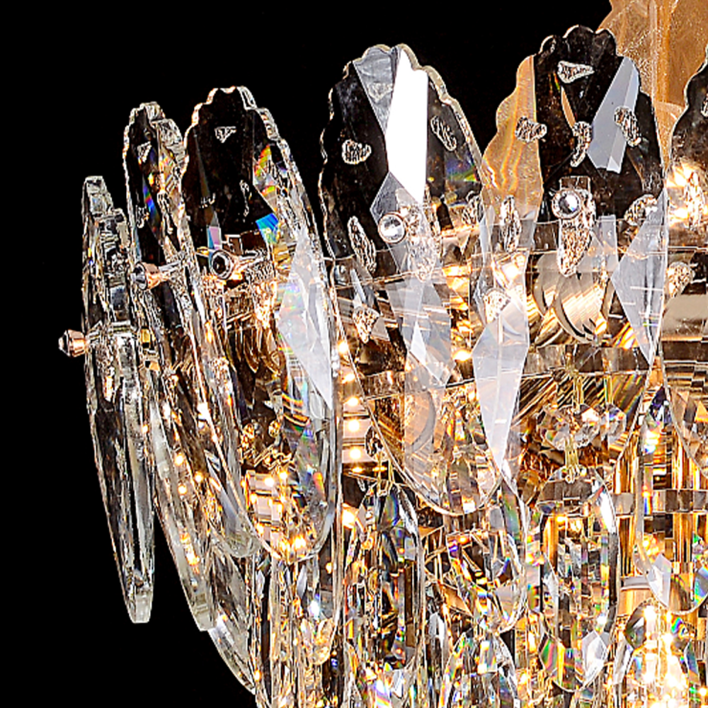 Candelabru Cristal, Eleganza, 7xE14, Diametru 40cm, Auriu Lucios, Inaltime Reglabila, Metal si Cristal [2]