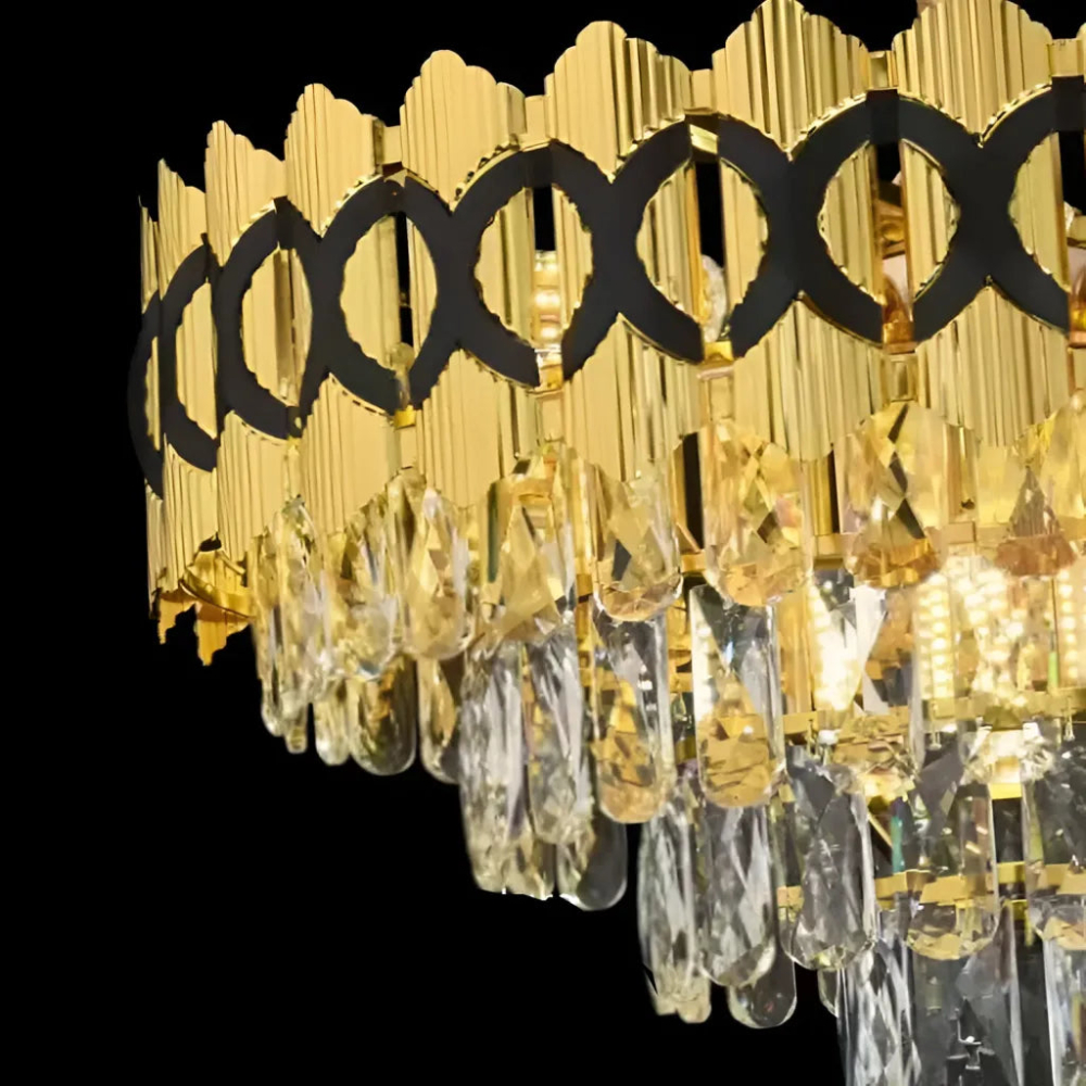 Candelabru Cristal Evangeline Auriu Negru 10XE14 Inaltime Reglabila [2]