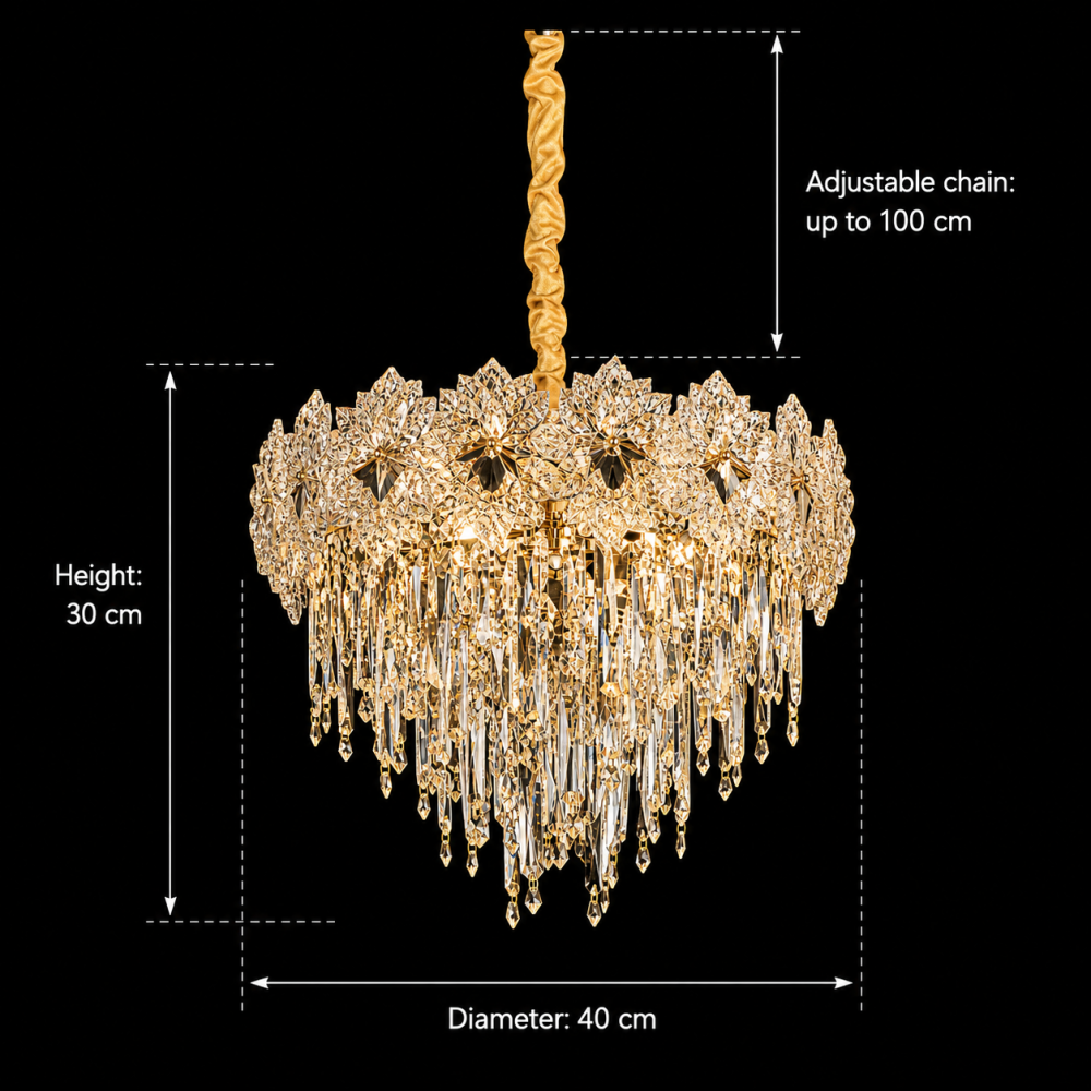 Candelabru Cristal FLEUR Nobile 5xE14, Diametru 40cm, Inaltime 30cm, Auriu Lucios, Inaltime Reglabila, Design Elegant [4]