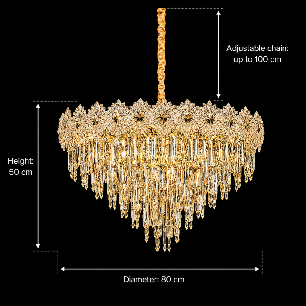 Candelabru Cristal FLEUR Regalis 22xE14, Diametru 80cm, Inaltime 50cm, Auriu Lucios, Inaltime Reglabila, Design Elegant [4]