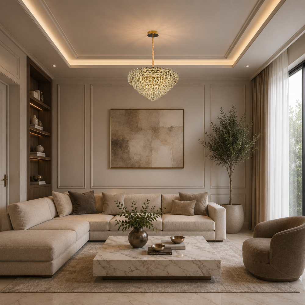 Candelabru Cristal HERT Regalis, 106W, 10xE14, Lumina Rece/Calda/Neutra, Inaltime Reglabila, Metal si Cristal, Auriu [3]