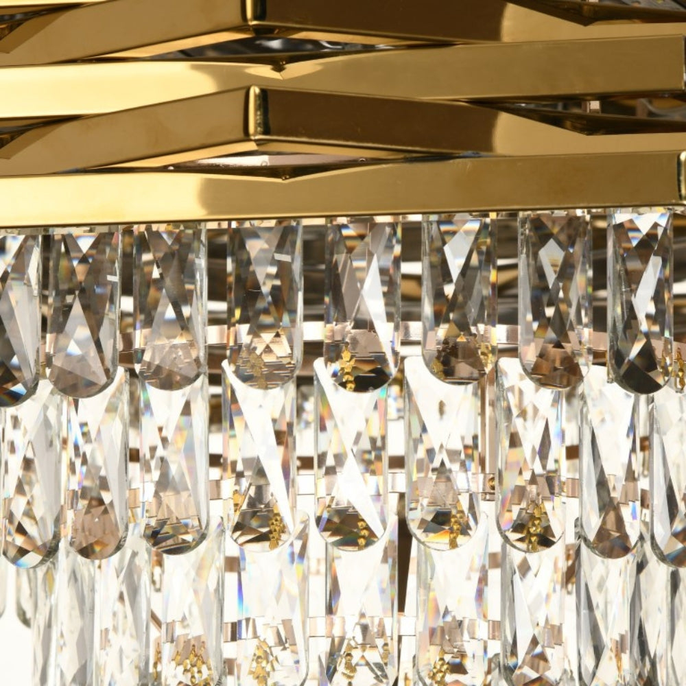 Candelabru Cristal HEXA Ø30cm 3xE14 Auriu Inaltime Reglabila [2]