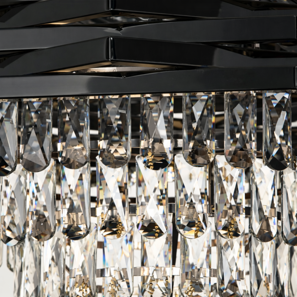Candelabru Cristal HEXA Ø30cm 3xE14 Negru Inaltime Reglabila [4]