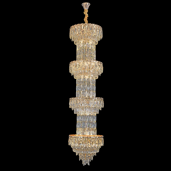 Candelabru Cristal IMPERIUM 45xE14, D55 cm, Auriu, Inaltime Reglabila, Metal si Cristal [4]