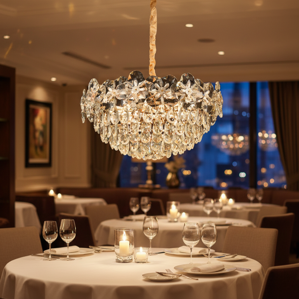 Candelabru Cristal JARDIN Eleganza 9xE14, Diametru 50cm, Inaltime 30cm, Auriu Lucios, Inaltime Reglabila, Design Elegant [4]