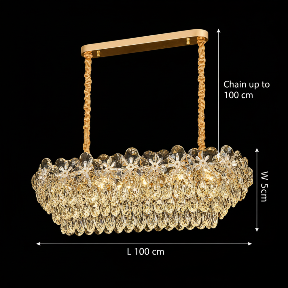 Candelabru Cristal JARDIN Supremo 12xE14, Dimensiune 100x35 cm, Inaltime 35 cm, Auriu Lucios, Inaltime Reglabila, Design Elegant [4]