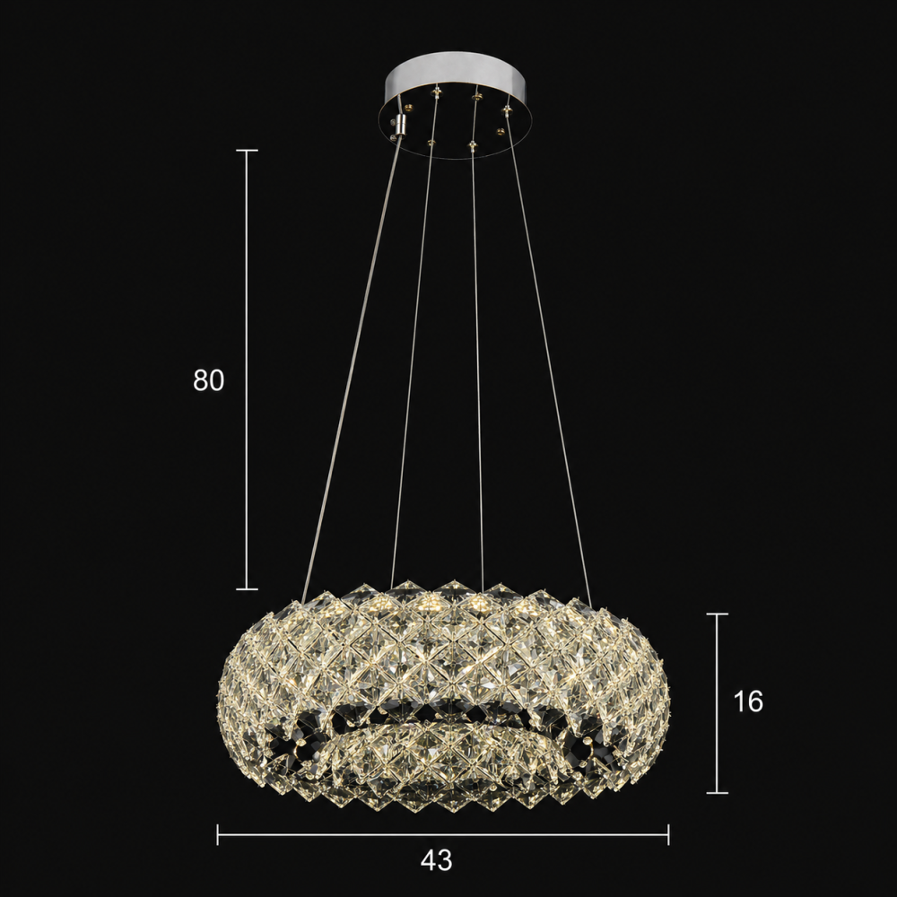 Candelabru Cristal KALTO Nobile, 72W, Lumina Rece/Calda/Neutra, Inaltime Reglabila, Metal si Cristal, Crom Lucios [4]