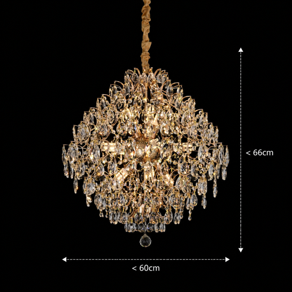 Candelabru Cristal KONIG Regalis, 11xE14, D60 cm, Auriu, Inaltime Reglabila, Metal si Cristal [4]