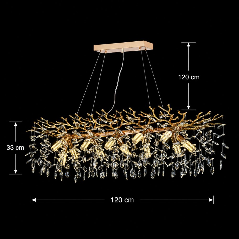 Candelabru Cristal LEAF Supremo, 120x40cm, 12xE14, Auriu, Metal si Cristal [4]