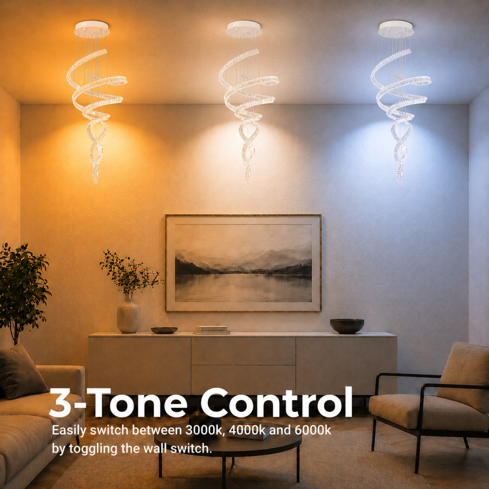 Candelabru Cristal LED IRON MAN, Diametru 60cm, Lumina 3000K/4000K/6000K, Metal si Cristal, Crom Lucios, Inaltime Reglabila [3]