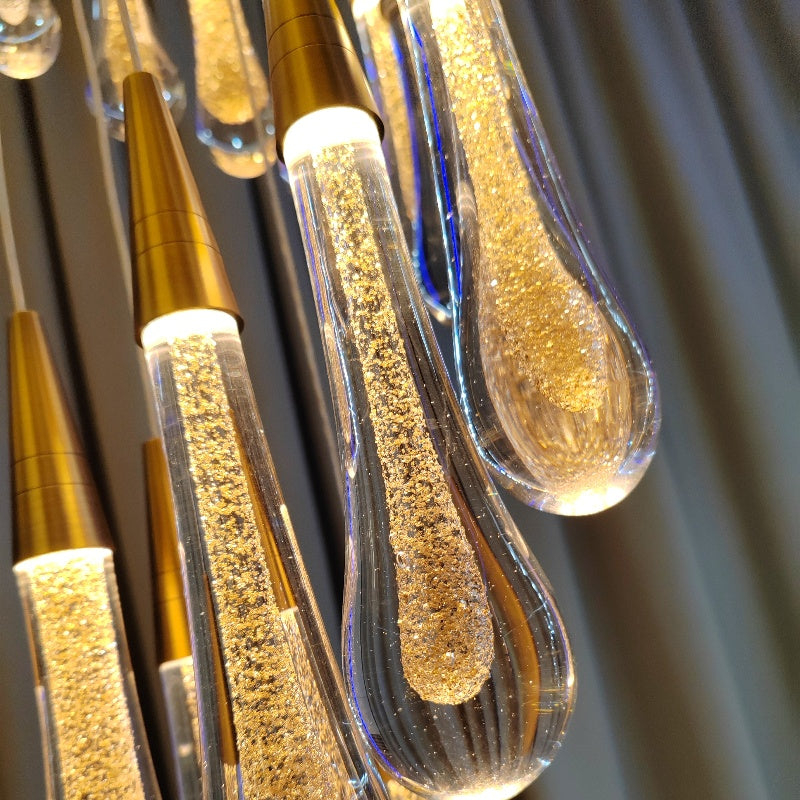 Candelabru Cristal LED Suspendat, Iustinian, Diametru 60cm, Inaltime Reglabila, Auriu, Metal si Cristal [2]