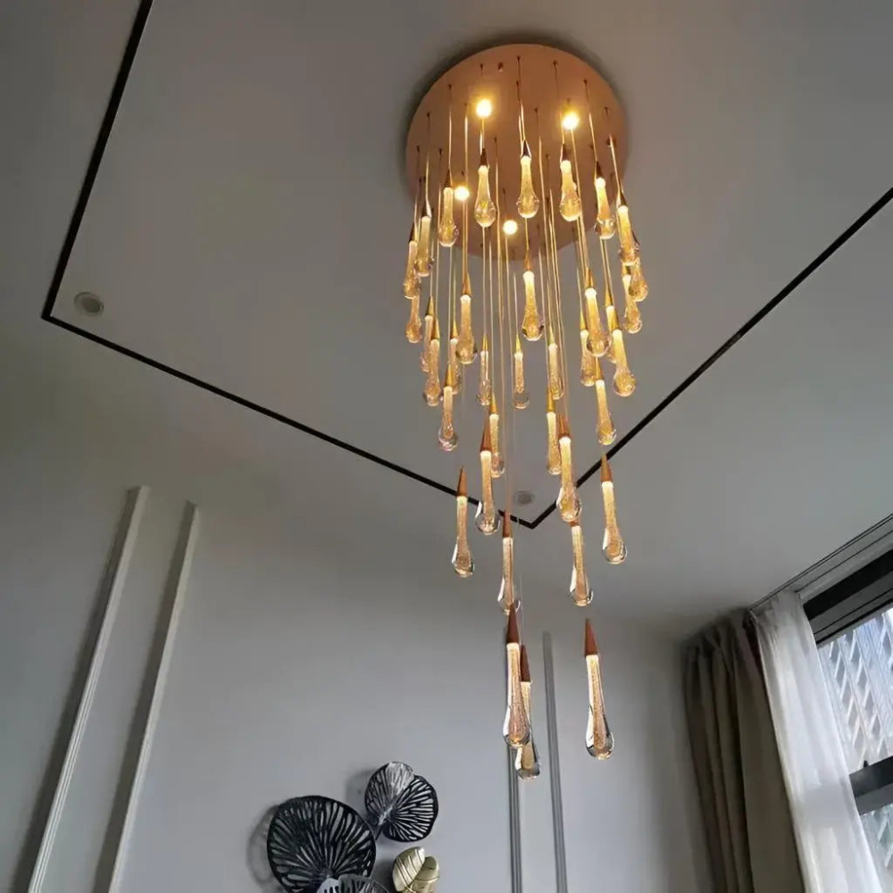 Candelabru Cristal LED Suspendat, Iustinian, Diametru 60cm, Inaltime Reglabila, Auriu, Metal si Cristal [3]