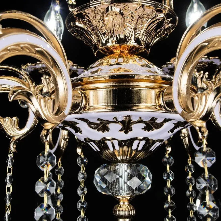 Candelabru Cristal Luciano, 6*E14, Auriu, Metal si Cristal [4]