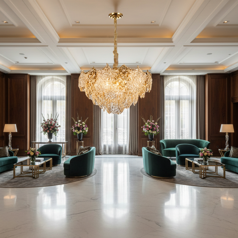 Candelabru Cristal LUXE Regalis, 21xE14, Diametru 80cm, Inaltime 45cm, Auriu Lucios, Inaltime Reglabila, Design Elegant [2]