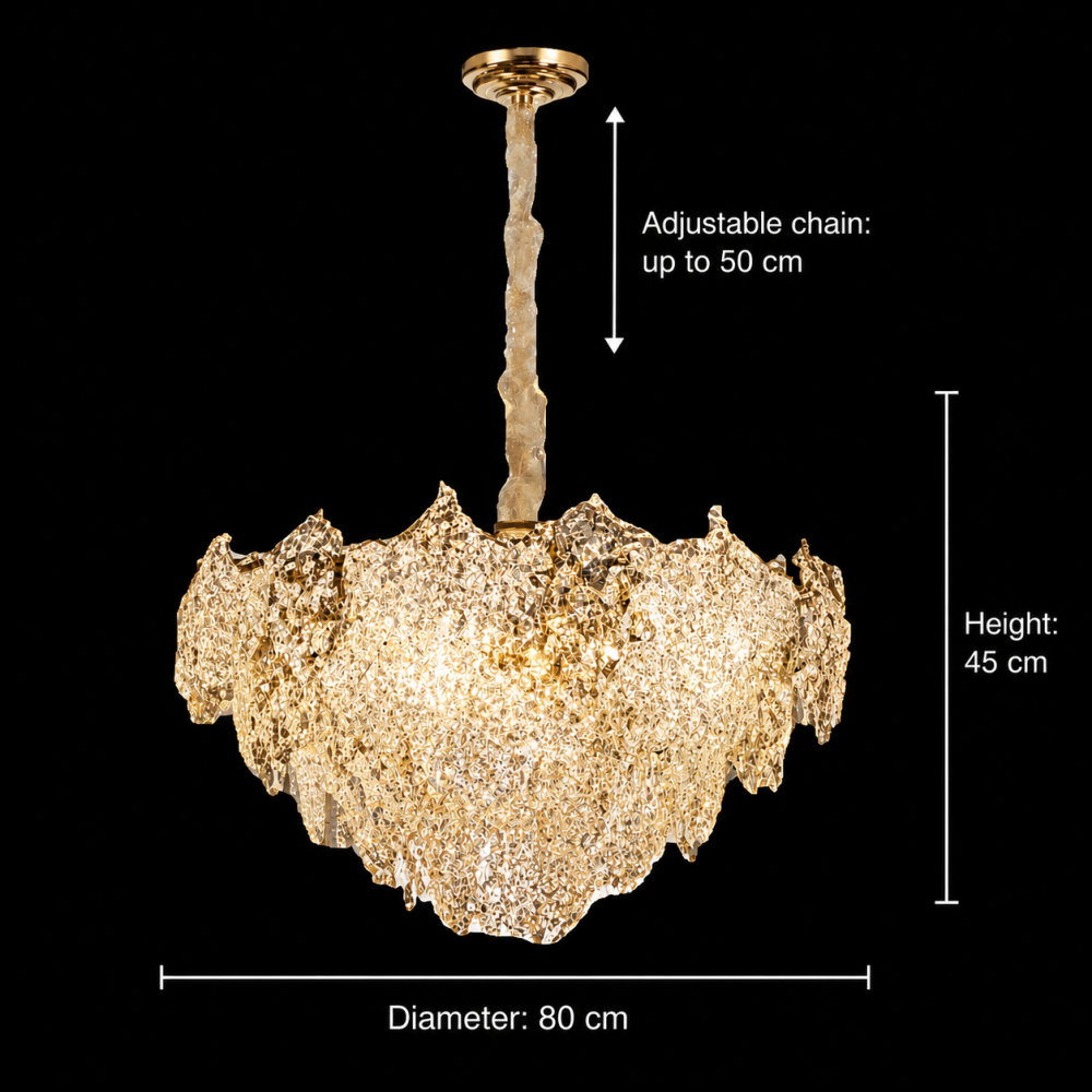 Candelabru Cristal LUXE Regalis, 21xE14, Diametru 80cm, Inaltime 45cm, Auriu Lucios, Inaltime Reglabila, Design Elegant [4]