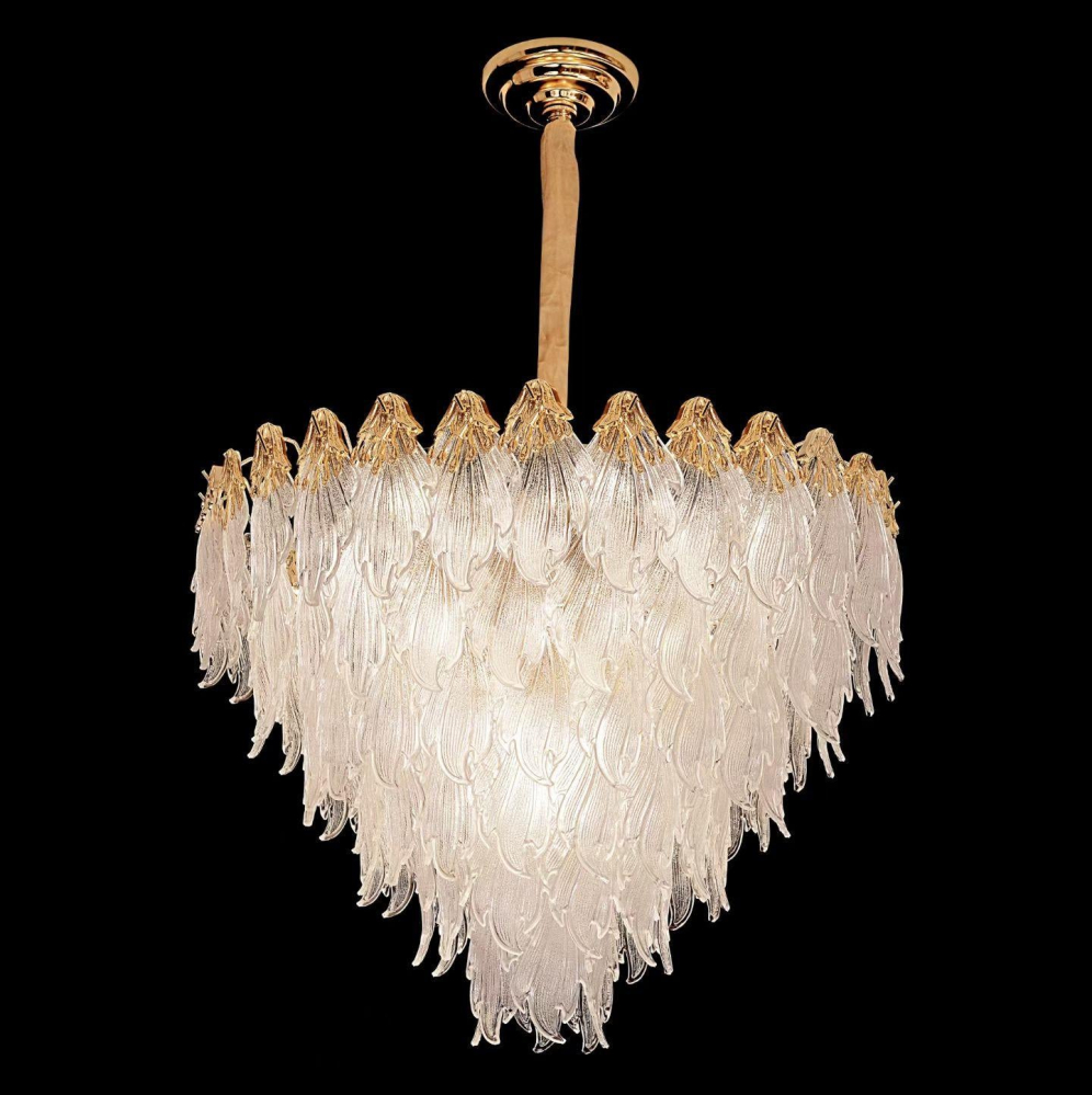 Candelabru Cristal MURANO Regalis 16xE14, D80 cm, Auriu, Inaltime Reglabila, Metal si Cristal [4]