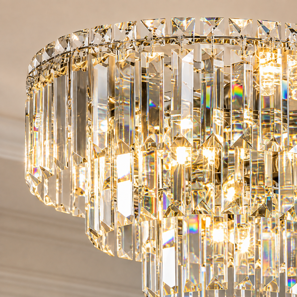 Candelabru Cristal NAVOIY 12x E14, 100cm, Metal si Cristal, Crom Lucios, Inaltime Reglabila [4]