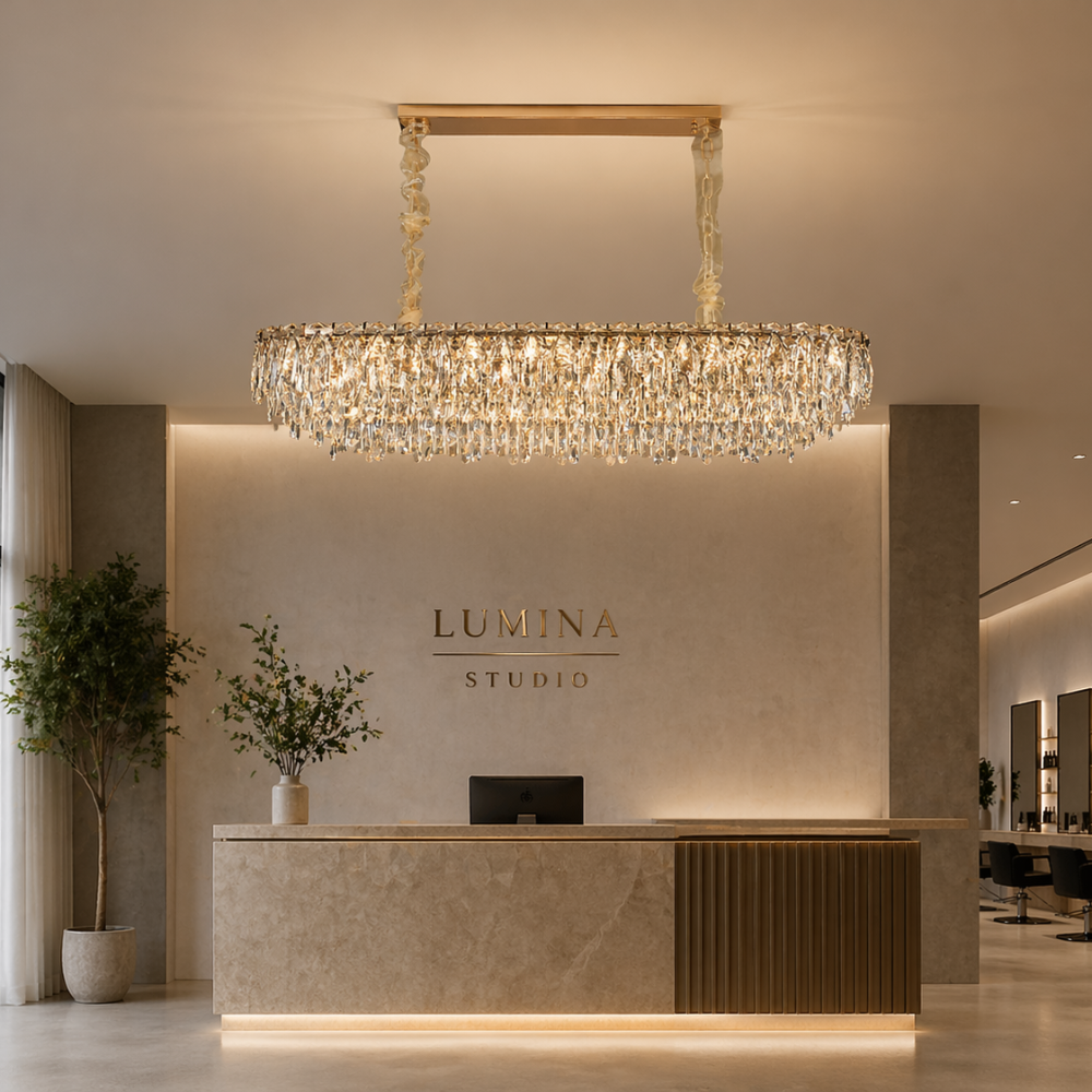 Candelabru Cristal ORION 19xE14, Auriu, Inaltime Reglabila, Metal si Cristal [2]