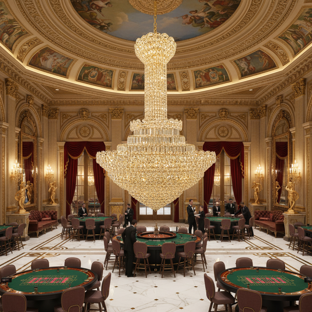 Candelabru Cristal PALAIS Grande 65xE14, Diametru 150cm, Inaltime 240cm, Auriu Lucios, Inaltime Reglabila, Design Elegant [3]
