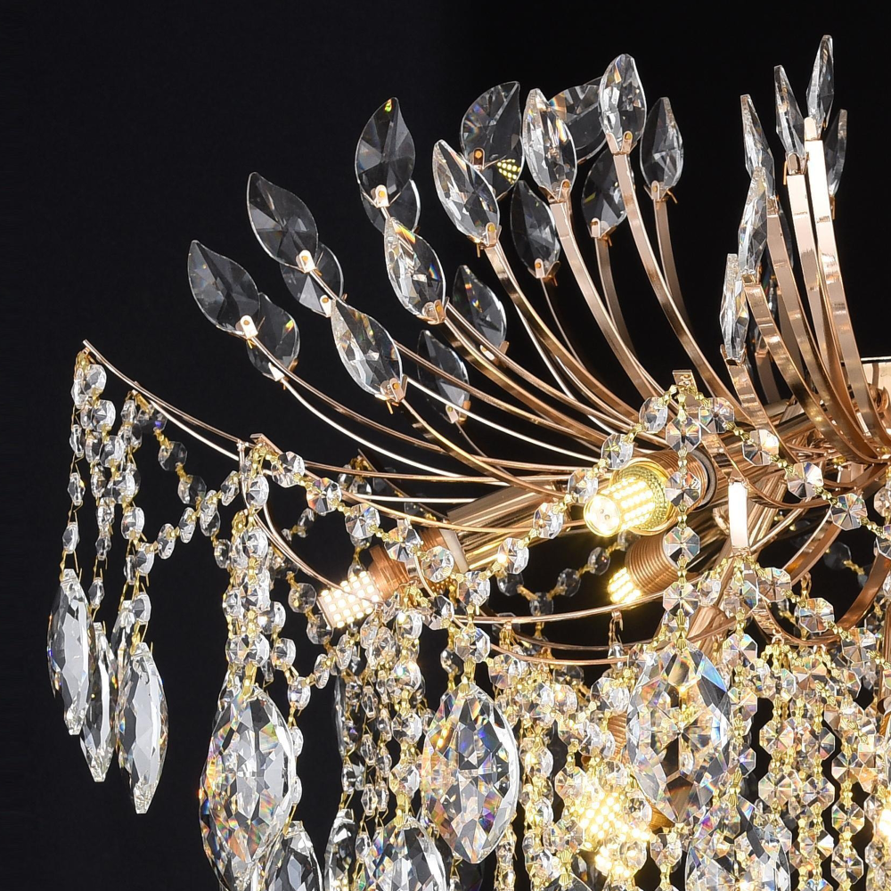 Candelabru Cristal PALERMO Regalis, 12x E14, Diametru 80cm, Auriu [4]