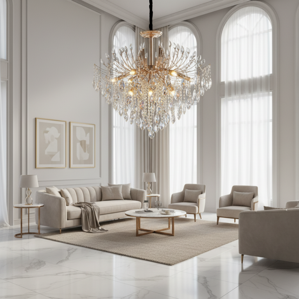 Candelabru Cristal PALERMO Regalis, 12x E14, Diametru 80cm, Auriu [2]